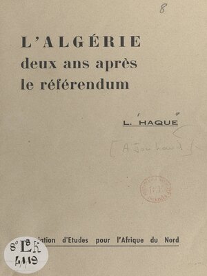 cover image of L'Algérie deux ans après le référendum